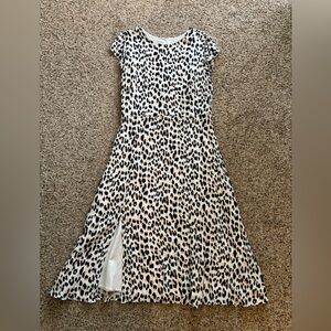 LOFT Leopard-Print Midi Dress in Cream, Black & Tan